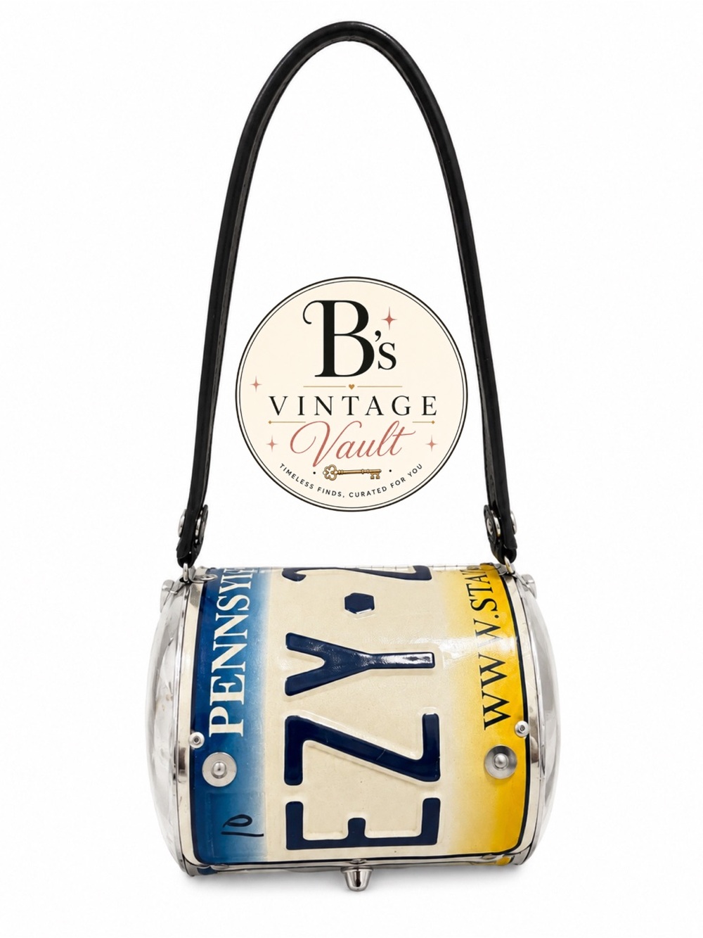 Vintage Pennsylvania License Plate Barrel Shoulder Bag - Y2K Bag